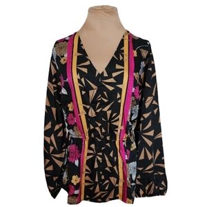 Lane Bryant V-neck Floral Peplum Tunic‎ Blouse Women's 14P